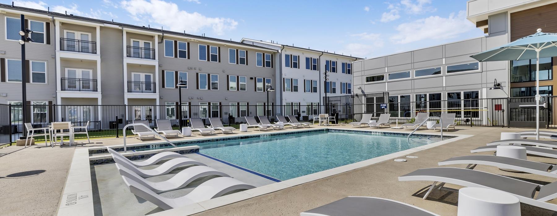 a swimming pool in a building